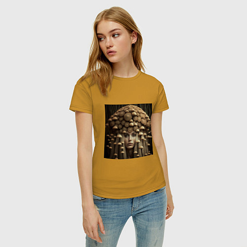 Женская футболка Девушка гриб / Горчичный – фото 3