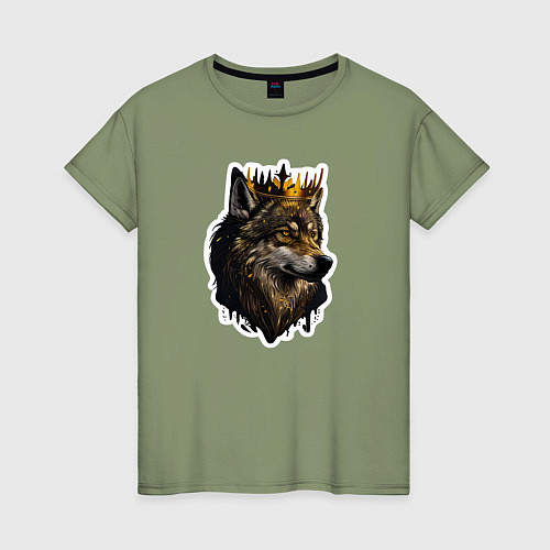 Женская футболка Волк-царь в короне / Авокадо – фото 1