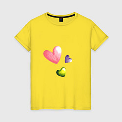 Женская футболка Акварельные сердечки