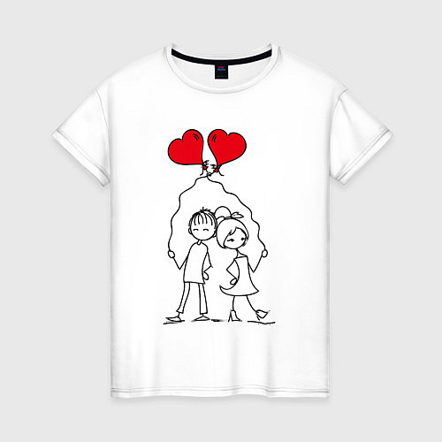 Женская футболка Влюбленные с шариками / Белый – фото 1