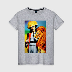 Женская футболка Salvador Dali and lion