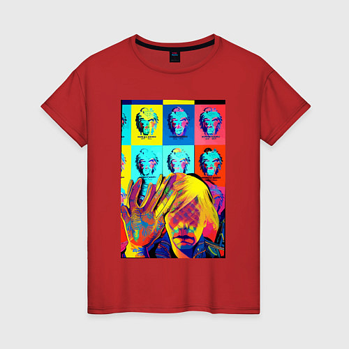 Женская футболка Andy Warhol and neural network - collaboration / Красный – фото 1