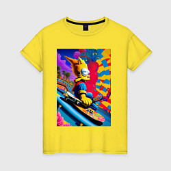 Женская футболка Барт Симпсон скейтбордист - нейросеть