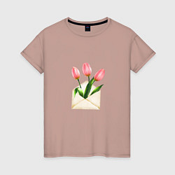 Женская футболка Тюльпаны в конверте