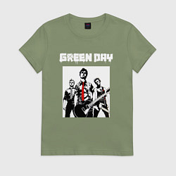 Футболка хлопковая женская Greed Day rock, цвет: авокадо