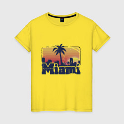 Футболка хлопковая женская Beach of Miami, цвет: желтый