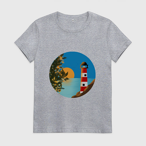 Женская футболка Маяк на закате / Меланж – фото 1