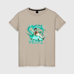 Женская футболка Венти анемо надписи