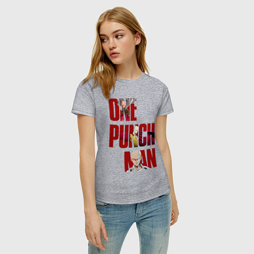 Женская футболка Ванпанчмен Сайтама / Меланж – фото 3
