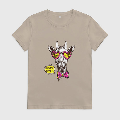 Женская футболка Hipster giraffe / Миндальный – фото 1