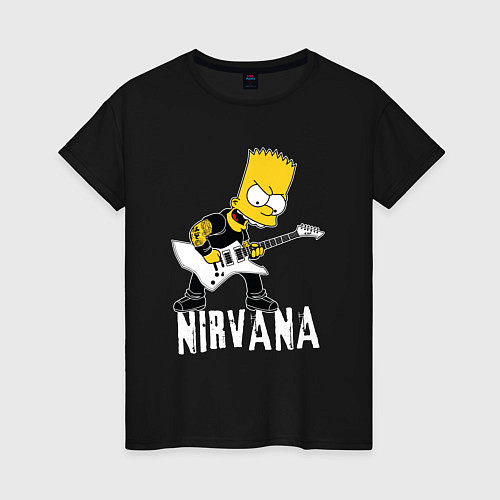 Женская футболка Нирвана Барт Симпсон рокер / Черный – фото 1