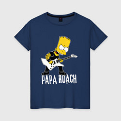 Футболка хлопковая женская Papa Roach Барт Симпсон рокер, цвет: тёмно-синий