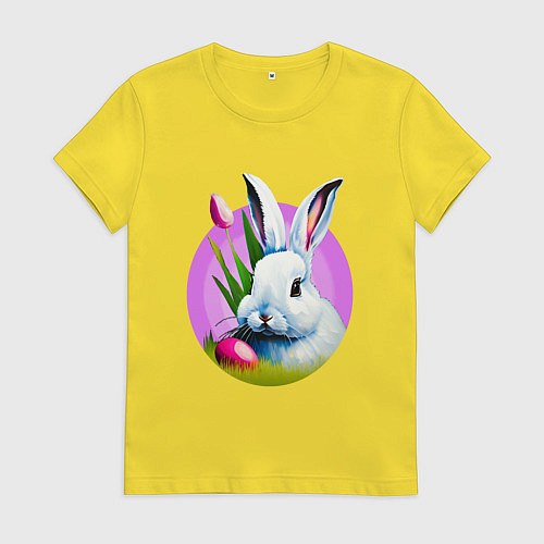 Женская футболка Зайчик с яичком / Желтый – фото 1