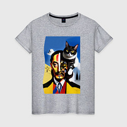 Женская футболка Salvador Dali and his cat