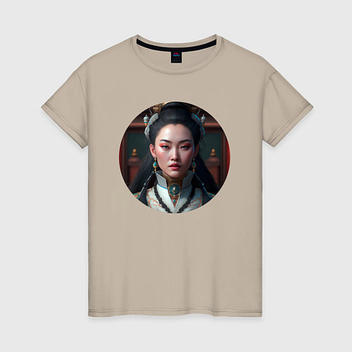 Женская футболка Нейродевушка - прекрасная японка / Миндальный – фото 1