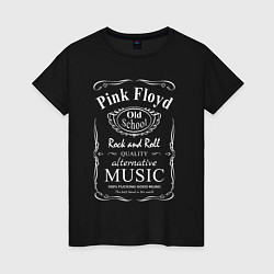 Футболка хлопковая женская Pink Floyd в стиле Jack Daniels, цвет: черный