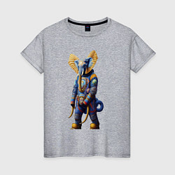 Женская футболка Слон - киберпанк - нейросеть