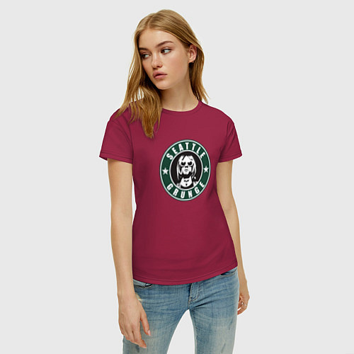 Женская футболка Seattle grunge Nirvana Kurt / Маджента – фото 3