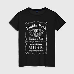 Футболка хлопковая женская Linkin Park в стиле Jack Daniels, цвет: черный