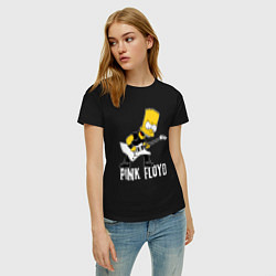 Футболка хлопковая женская Pink Floyd Барт Симпсон рокер, цвет: черный — фото 2