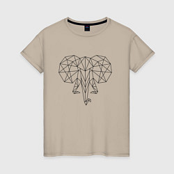 Женская футболка Черная полигональная голова слона