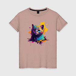 Женская футболка Котик в красках