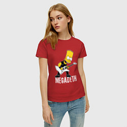 Футболка хлопковая женская Megadeth Барт Симпсон рокер, цвет: красный — фото 2