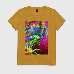 Футболка хлопковая женская Сюрреализм от нейросети, цвет: горчичный