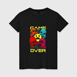 Футболка хлопковая женская Game over inscription, цвет: черный