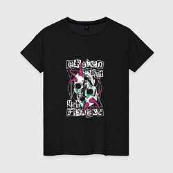 Футболка хлопковая женская Broken but yet fixable, цвет: черный