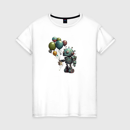 Женская футболка Робот с шариками / Белый – фото 1