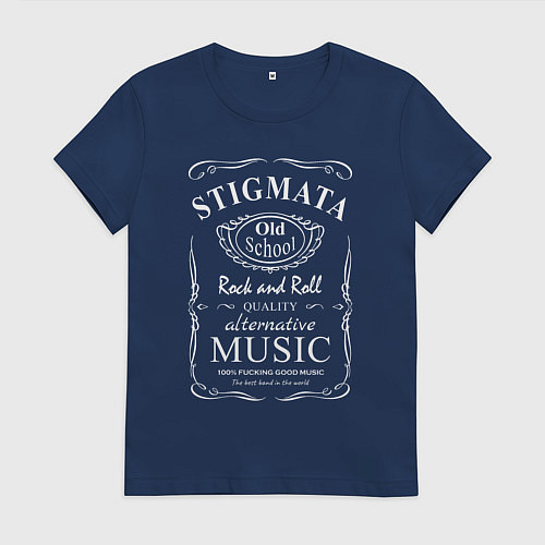 Женская футболка Stigmata в стиле Jack Daniels / Тёмно-синий – фото 1