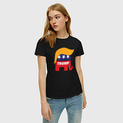 Футболка хлопковая женская Trump elephant, цвет: черный — фото 2