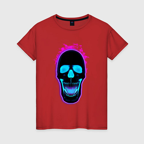 Женская футболка Standoff 2 skull art neon / Красный – фото 1