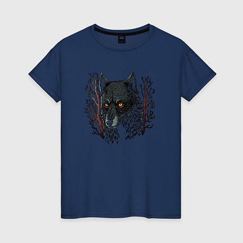 Женская футболка Night wolf / Тёмно-синий – фото 1