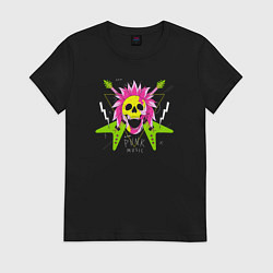 Футболка хлопковая женская Punk music inscription, цвет: черный
