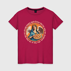 Женская футболка Ангел с пиццей в руках