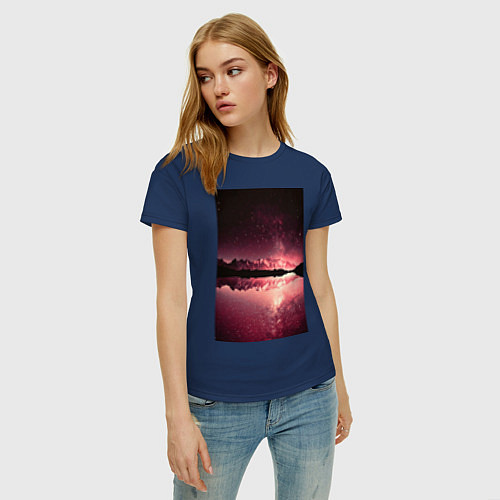 Женская футболка Горы на фоне заката / Тёмно-синий – фото 3