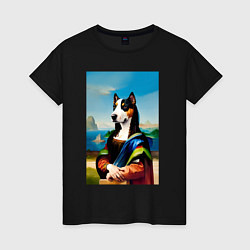Женская футболка A dog named Gioconda - humorous art