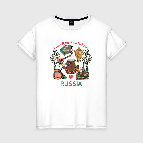 Женская футболка From Russia with love inscription / Белый – фото 1