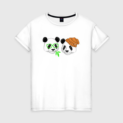 Женская футболка Мишки панды / Белый – фото 1