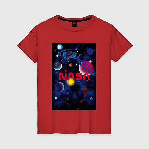 Женская футболка Путешествие в космическую вселенную / Красный – фото 1