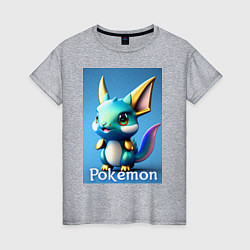 Футболка хлопковая женская Pokemon Vaporeon, цвет: меланж