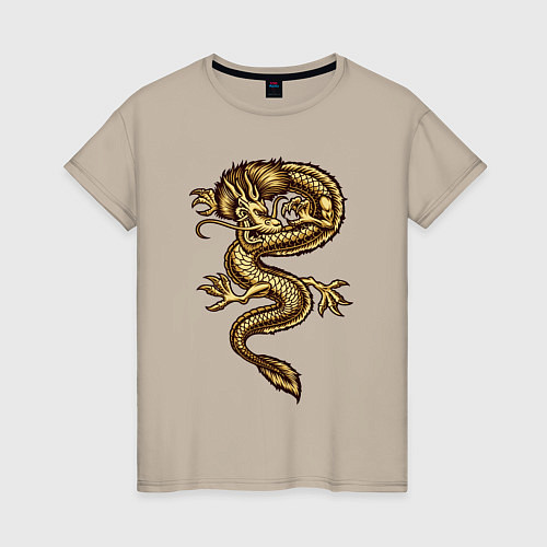 Женская футболка Japan gold fly dragon / Миндальный – фото 1