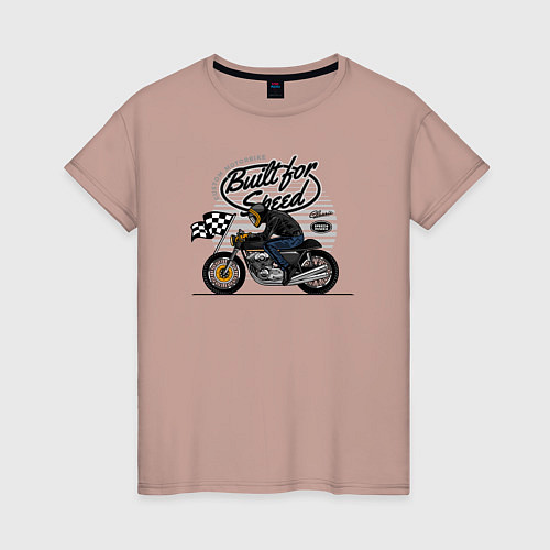 Женская футболка Мотогонки мотоциклист / Пыльно-розовый – фото 1