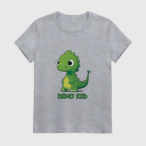 Женская футболка Pixel dino kid - динозаврик / Меланж – фото 1