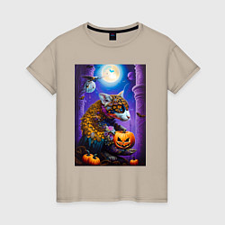 Женская футболка Чешуйчетый котяра - хэллоуин - ночь