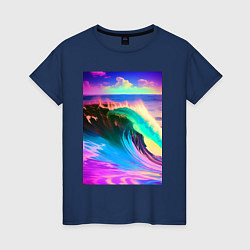 Женская футболка Неоновая волна - тихий океан