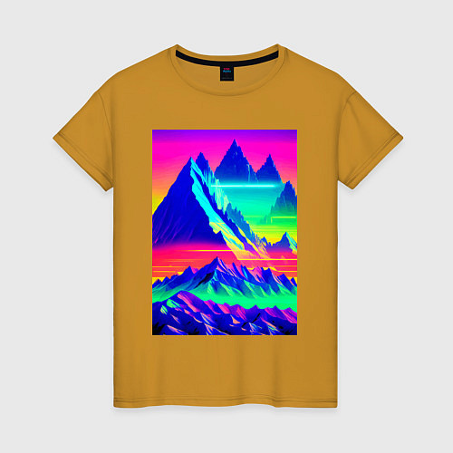 Женская футболка Неоновые горы / Горчичный – фото 1