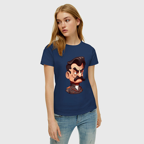Женская футболка Сталин мультяшный / Тёмно-синий – фото 3